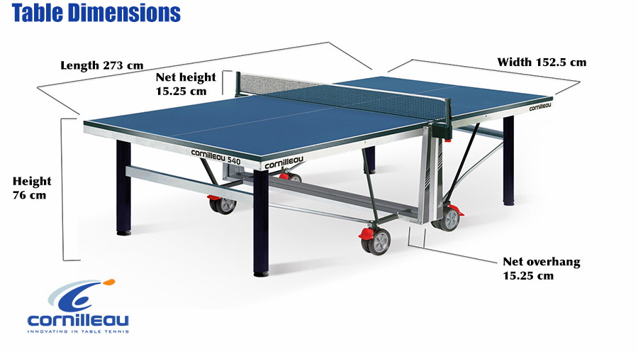 Soms Mineraalwater landelijk Table Tennis Table Measurements (Size and Dimensions) - Cornilleau